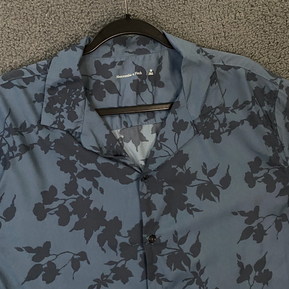 Abercrombie Fitch Shirt Mens Medium Hawaiian Floral Camp Collar Summer Resort